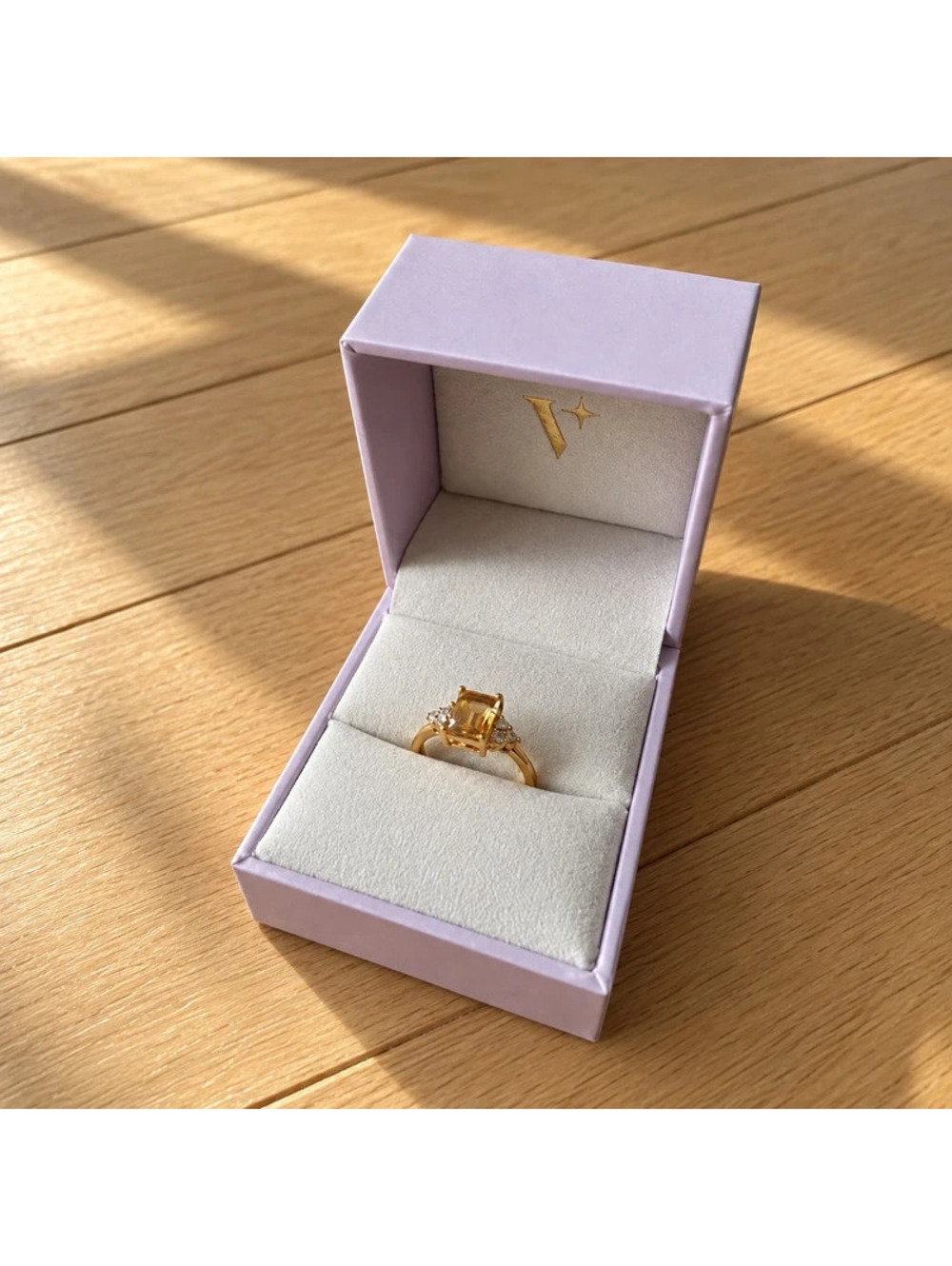 Vianne Natural Citrine 1.70ct Emerald Cut 18K Gold Vermeil Ring Size 7